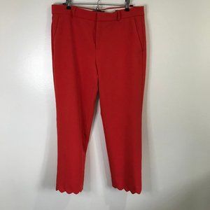 Banana Republic Avery Pants Size 10 / Medium Red Orange Scalloped Hem Straight